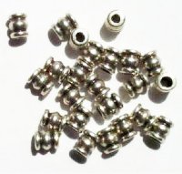 25 5x4mm Antique Silver Metal Ringed Tube Beads